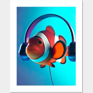 Clownfisch Headphones Posters and Art